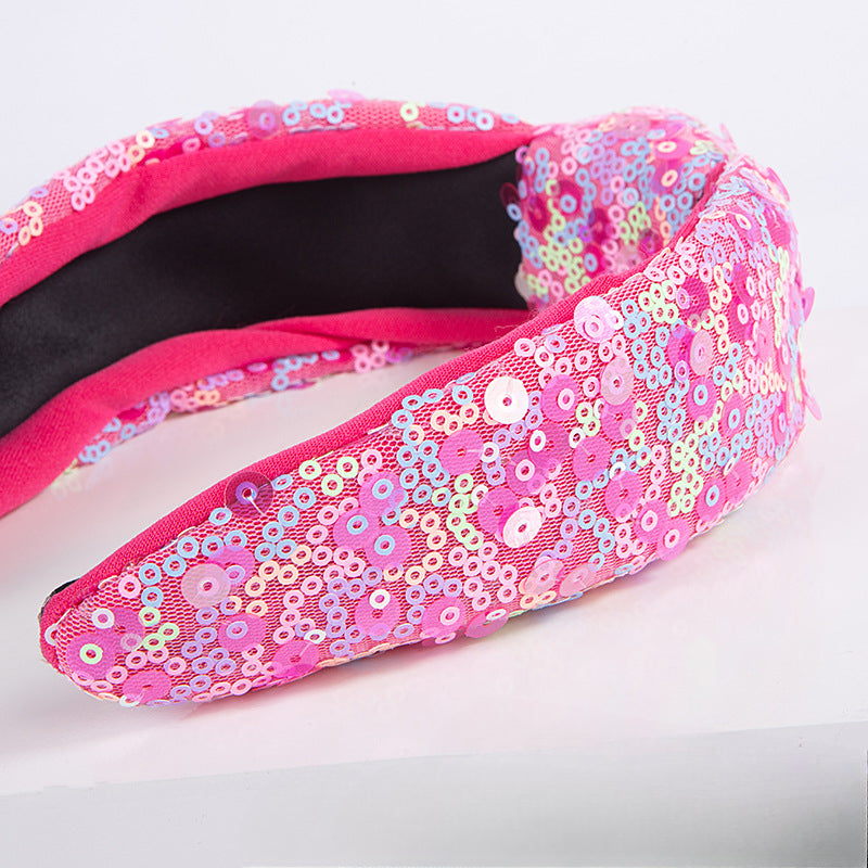 Wholesale Summer High-end Sequin Fabric Knotting Shiny Tourism Sweet Temperament Headband